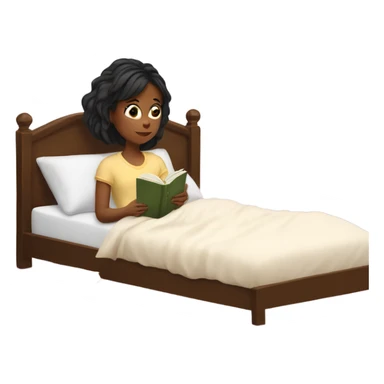 girl reading book in bed sticker