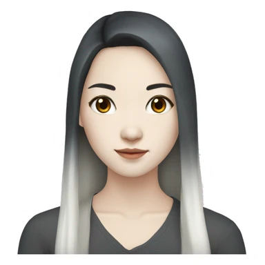 Pretty white pale skin asian with dark nior long hair sticker