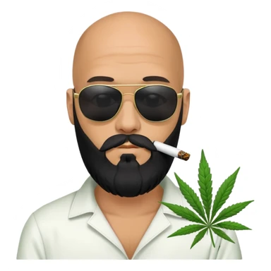 bald guy with a great black beard and matrix sunglasses smoking weed sticker