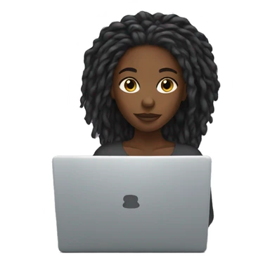 black girl with locs behind a laptop sticker