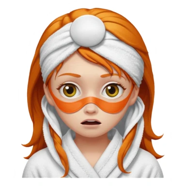 scared ginger girl with bath towels and eye patches sticker