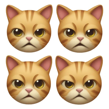 An giant cat with 4 heads, 4 emotions, happy, sad, impressed, angry sticker