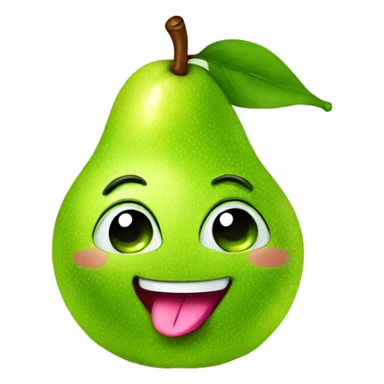 Shiny Green Cute pear with tongue sticker