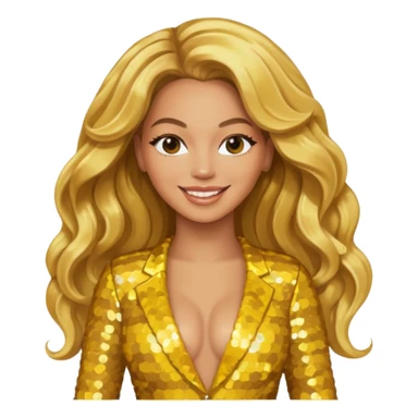 Beyonce from Destiny's Child with long golden blonde hair, yellow sequin outfit sticker