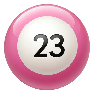 pink billiard ball with the number 23 inside a white circle sticker