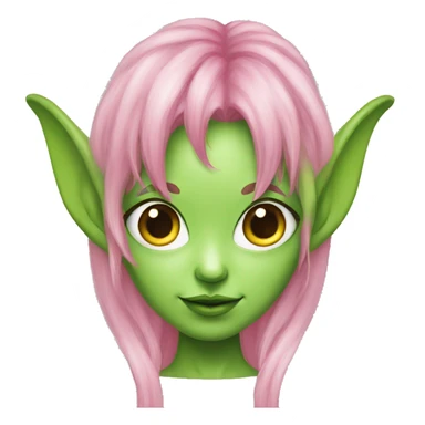 green alien girl with elf ears pink hair sticker