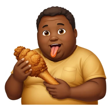 Fat black guy devouring chicken sticker