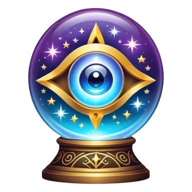 A vibrant, mystical icon symbolizing fortune telling and esotericism. Include elements like a crystal ball, tarot cards, stars, and mystical symbols with a glowing, ethereal feel. The design should be colorful, eye-catching, and evoke a sense of magic and mystery. sticker