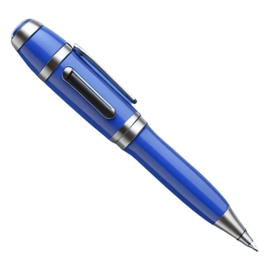 3D render of Hidden Camera Pen, secret agent spy gear aesthetic, hidden mechanisms, glossy blue ballpoint pen with a glass lens tip, sleek tactical texture, Apple emoji style, isolated on white background --v 6.0. sticker