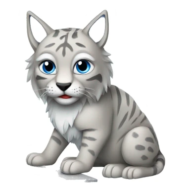A blue lynx with a laptop sticker