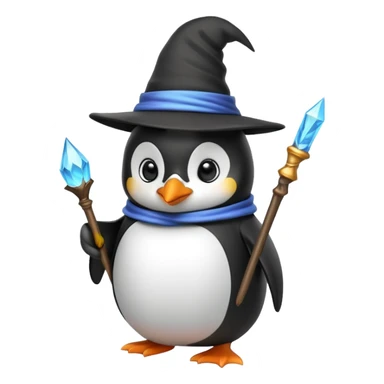 penguin wizard with wand and hat sticker