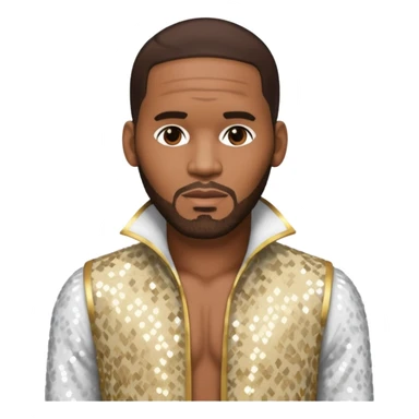 R Kelly with dark brown hair, white sequin outfit sticker