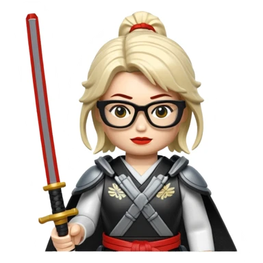 lego Samurai with glasses, Warrior in samurai armor, female, with katana sticker