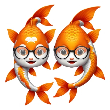 Two "koi" fishes male and female, wearing glasses. sticker