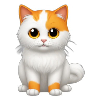 hazme un gato blanco peludo con manchas naranja, ojos amarillos sticker