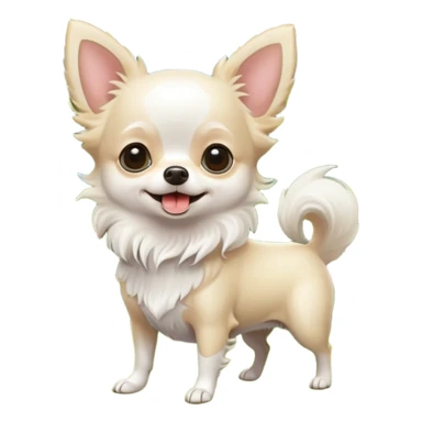 All white fluffy chihuahua playing in a garden sticker