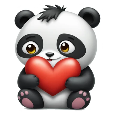 panda hugging a heart written I love you sticker