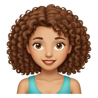 mixed-race girl with curly brown hair, winking face sticker