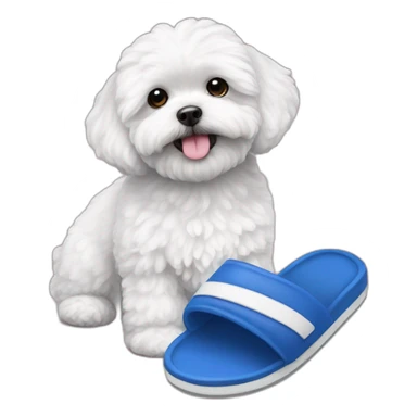 white maltipoo with dark blue slipper sticker