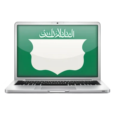 computer laptop with Saudi Arabia national emblem on screen sticker