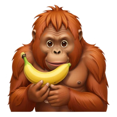 Fat orangutan eating a banana sticker