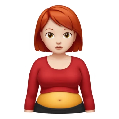 Lazy Short woman with straight ahort red hair and fat tummy sticker