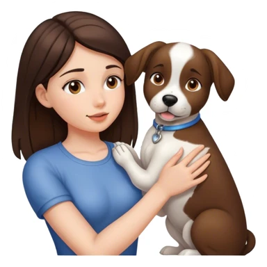 brunette girl petting a dog  sticker