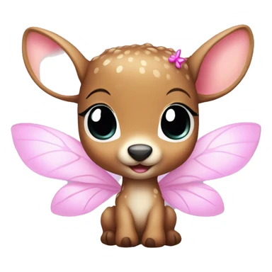 baby deer with fairy wings and a pink bow around its neck  sticker