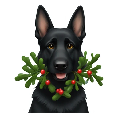 All black German shepherd with mistletoe  sticker