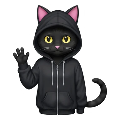 Black cat wearing a hoodie fursona (full body) sticker