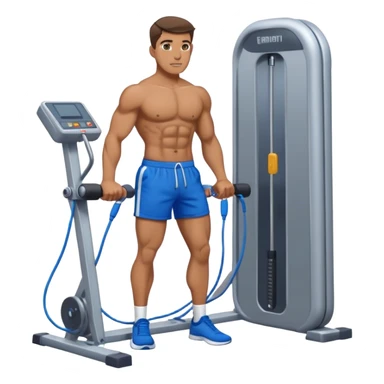 fit man with blue shorts using cable-machine sticker