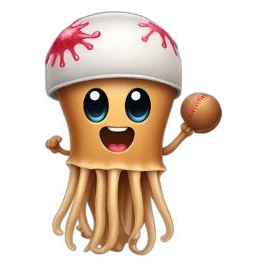 Peanut butter cute jellyfish with a baseball bat sticker