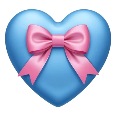 blue heart with a pink bow  sticker