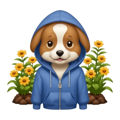 dog in a hoodie, garden background sticker