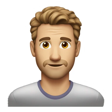 A head and shoulders shot of a 34 year old White man, with short brown hair, with stubble facial hair,   with brown eyes wearing a t-shirt. sticker