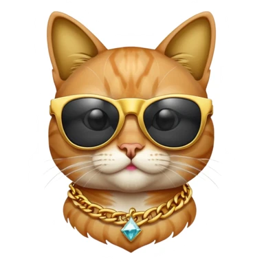 cat with sunglasses and big chain with a diamond letter K sticker