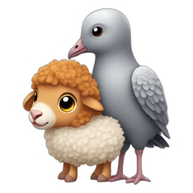 Ginger sheep hugging a pigeon  sticker