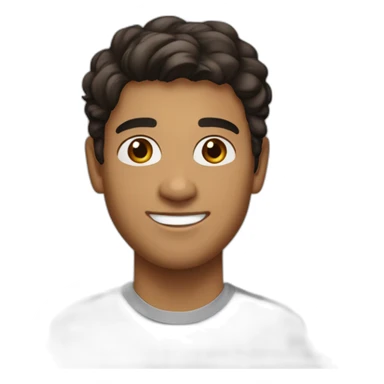 25-year-old light skin tanned mail with black brown hair and dark brown eyes with a more square face smiling pleasantly sticker