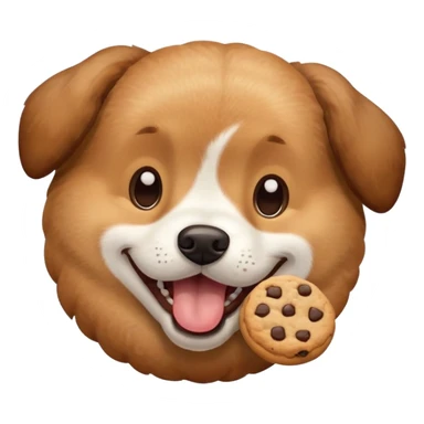 A dog eating a cookie sticker