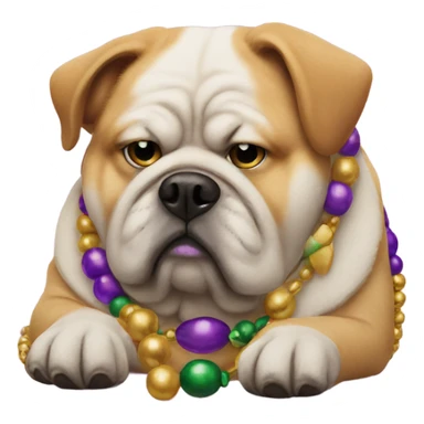 Sad fat dog with Mardi Gras beads sticker