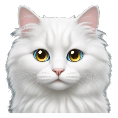 Fluffy white cat with heterochromia sticker