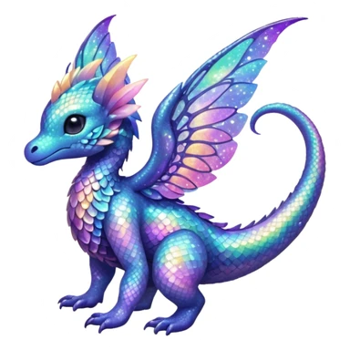 Pastel nebula glittery Randomly-faerie-drake-colored sparkly exotic Fakémon-creature sticker
