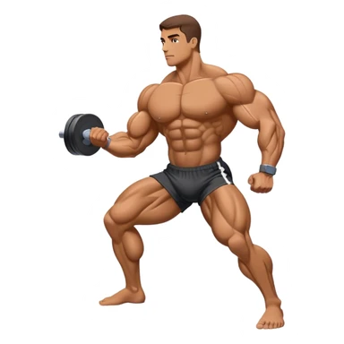 side-view bodybuilder dumbbell lunges sticker