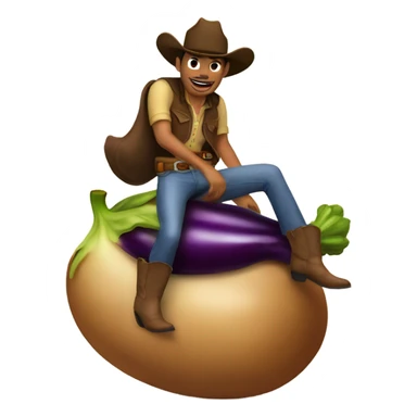 A cowboy riding an eggplant sticker
