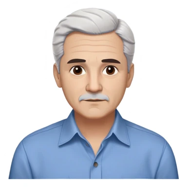 Puerto Rican actor René Monclova with round face, wide jaw, light skin. Expressive dark brown eyes, thick eyebrows. Short gray/white hair with receding hairline. Clean-shaven. Friendly expression. Wearing a dark button-down shirt. Distinguished older man with charismatic appearance. sticker