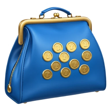 blue coins inside a leather bag  sticker