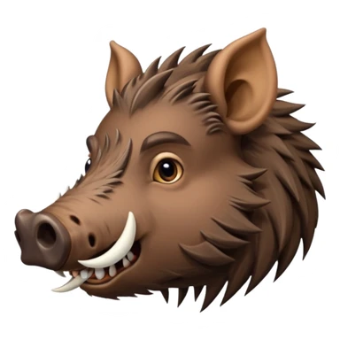 Wild boar face side view with extremely long tusks emoji realistic sticker