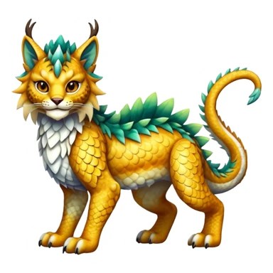 Shiny exotic Dragon-type Fakémon-Lynx-Bobcat-creature full body sticker