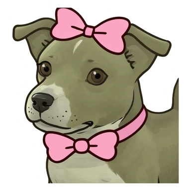 Dog with pink bow sticker