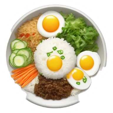 traditional korean pibimpab with rice, salads and egg in the ed sticker